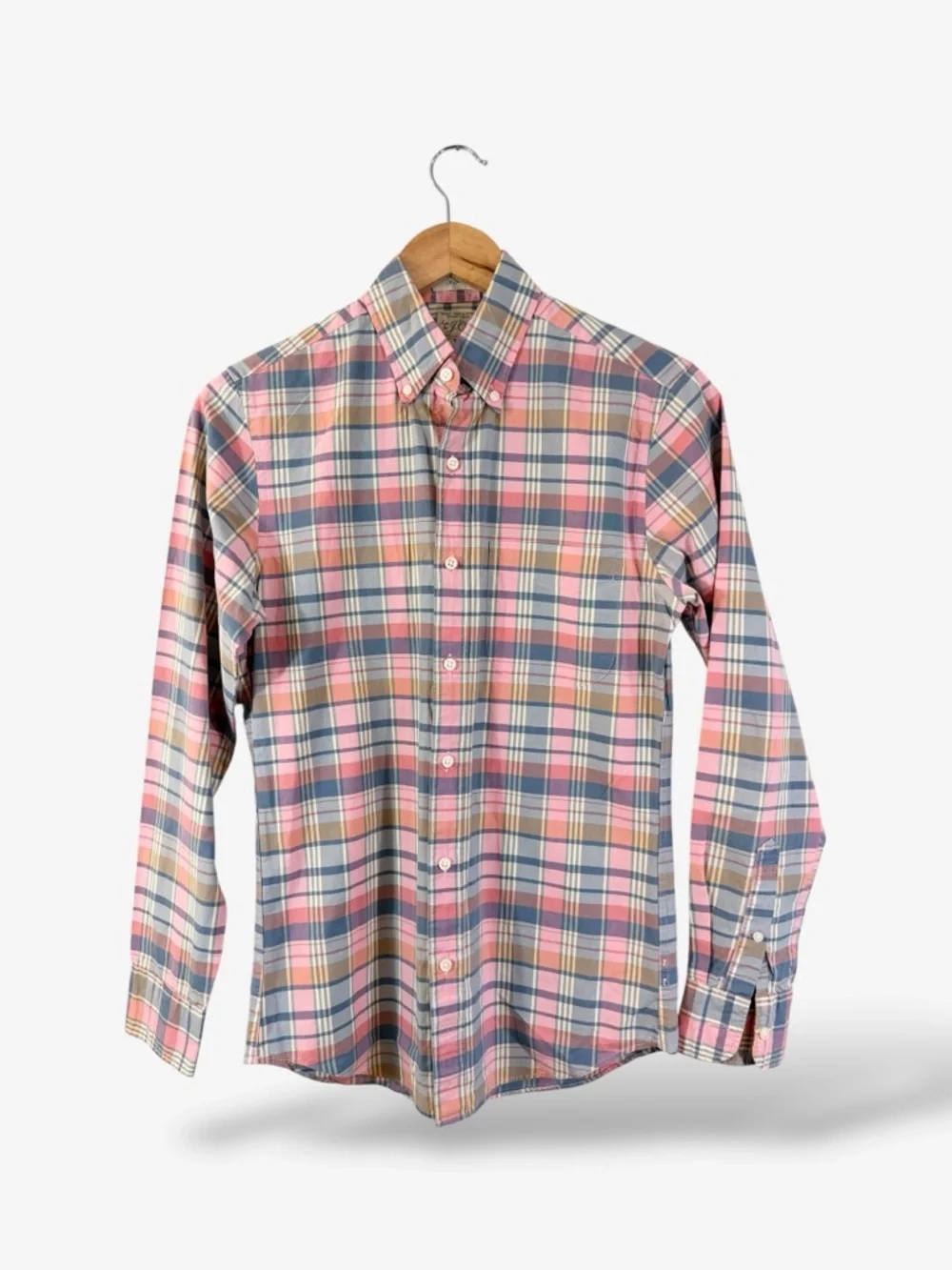 J. Crew Pink Plaid Button Up Shirt Men’s XS Slim Fit Secret Wash BG410 Preppy